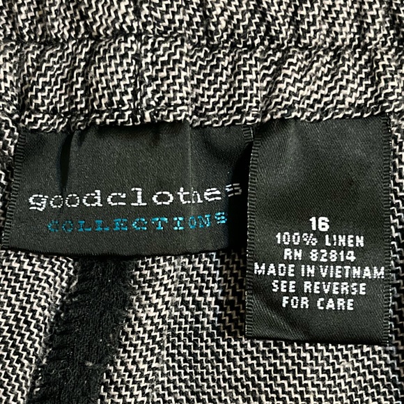 Vintage goodclothes Collection 100% Linen Cropped Pants, Black White Chevron |16 - Picture 7 of 8
